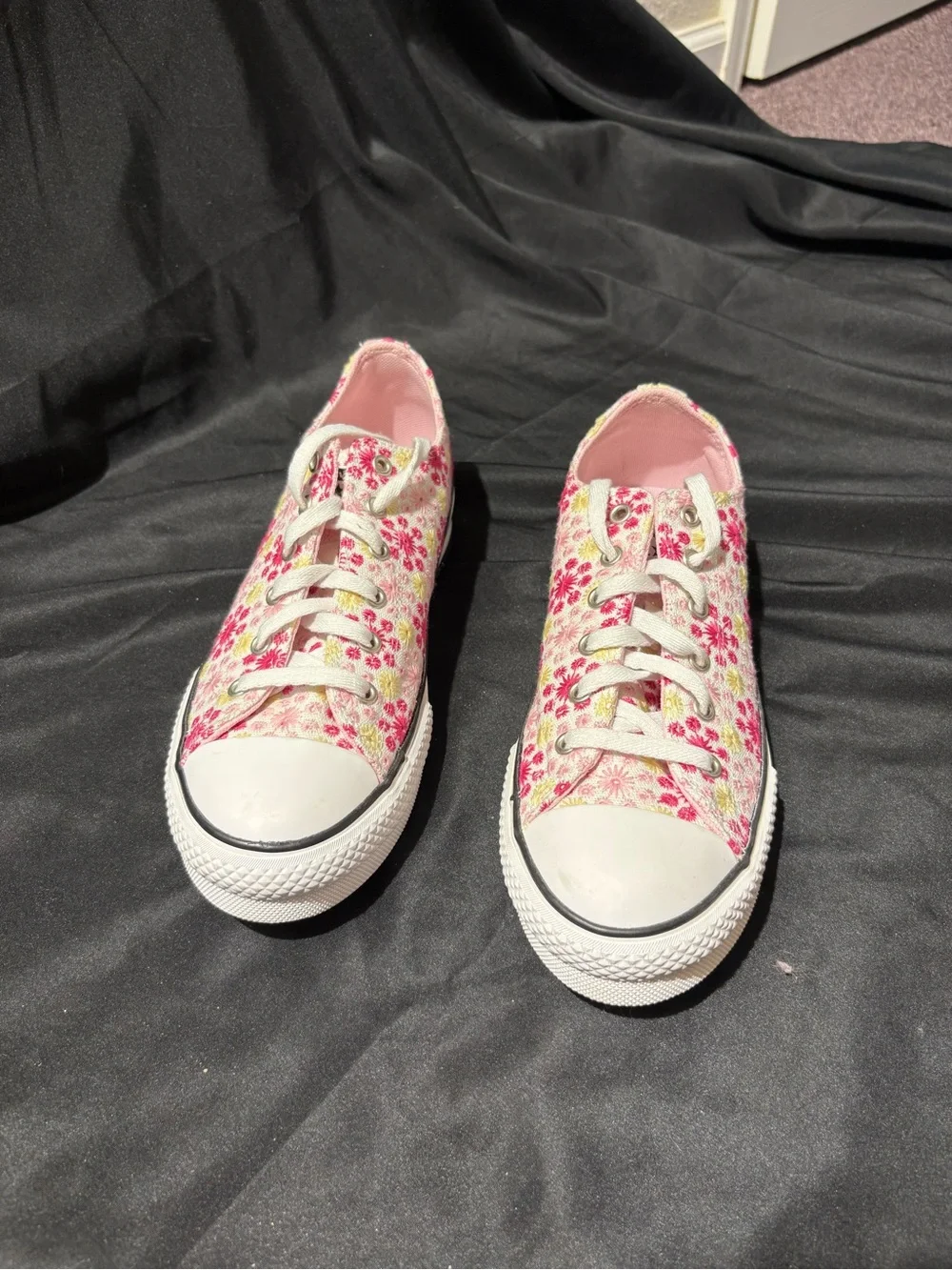 Converse Pink Floral Low-Top Canvas Sneakers for Kids